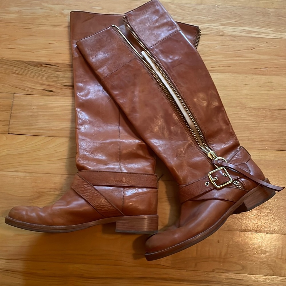 Coach brown leather knee boot